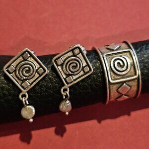 Angi Olami Sterling Silver Earrings and Ring Set, size 5